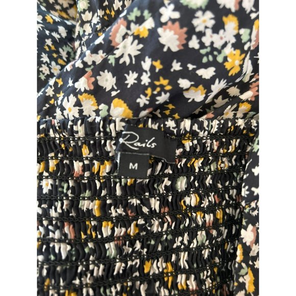 Rails Women's Black Violet Tiered Button Front Maxi Dress Size Medium A Line - Picture 6 of 6